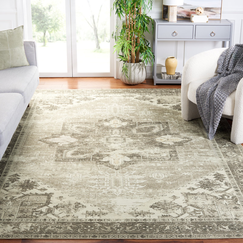 Tapis oriental sauge / ivoire Delvecchio, Rectangle 10 pi x 14 pi