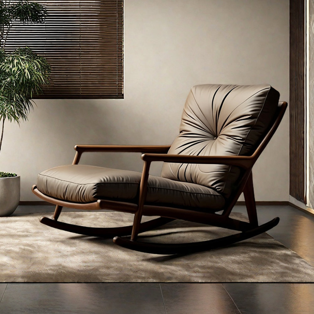 Single Rocking Chair PPEDKS Household Solid Wood Single Casual Rocking Chair | Wayfair