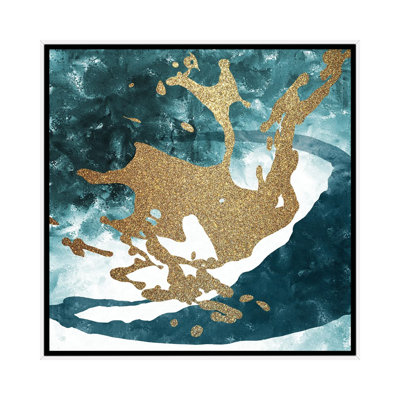 Teal Gold Splash I by Kimberly Allen - Painting on Canvas