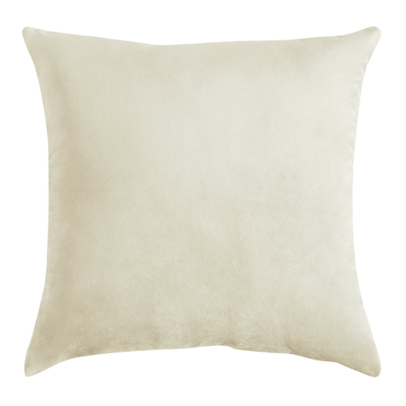 Housse et oreiller carré en velours, Crème, 18 po x 18 po, Polyester