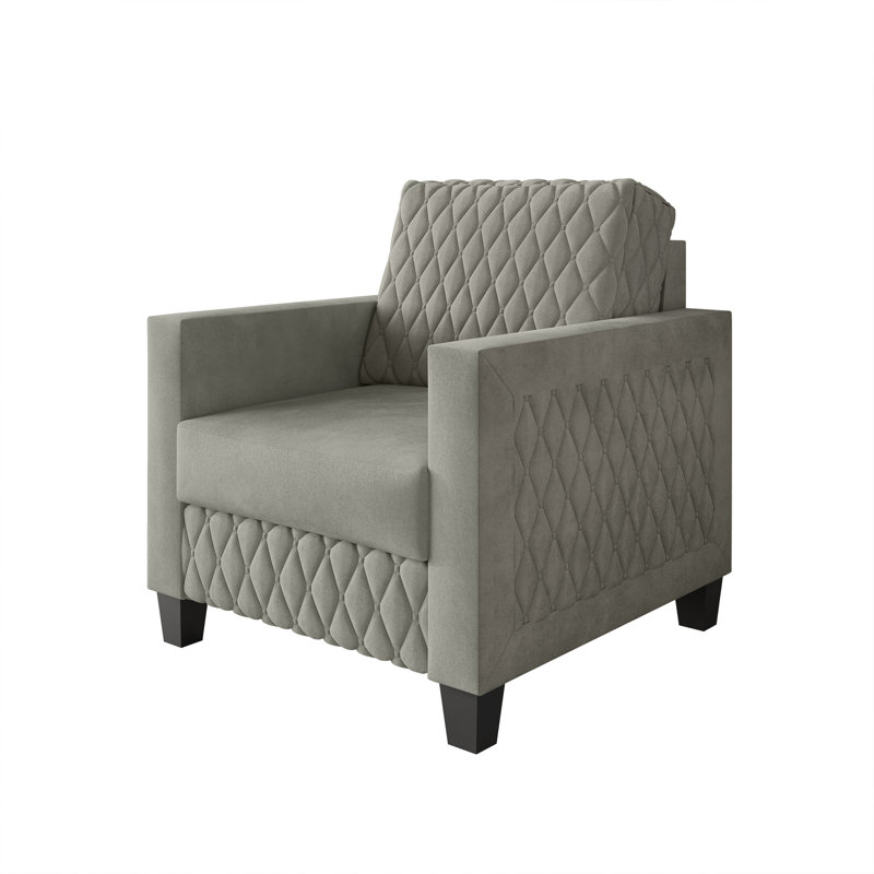 Velvet Upholstered Chair, Gray Polyester