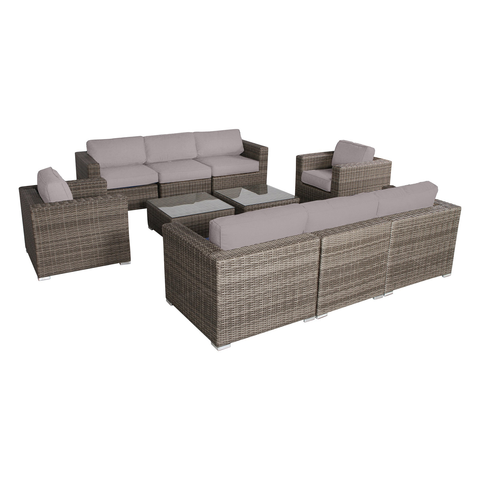 Franke Wicker 8 Person Seating Group, Canvas Taupe Sunbrella® Canvas, Gray