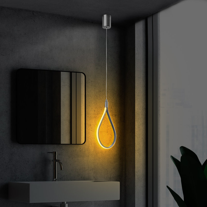 Sleek Chrome Chandelier, Adjustable Height 19.7 to 39.4 Inches | Durable Metal Body, Metal Base Plate, 11W LED Socket (3000K) | Stylish Lighting Fixture for Modern Home Decor, Elegant Design & Energy Efficient