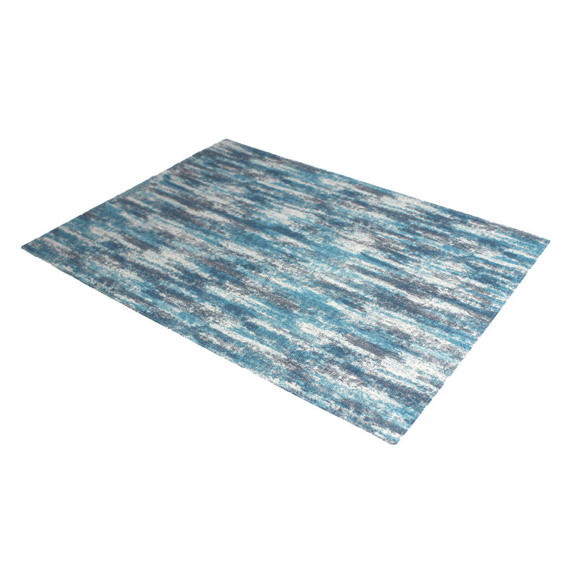 Angol Polyester Abstract Rectangle Placemat, White/Grey/Turquoise