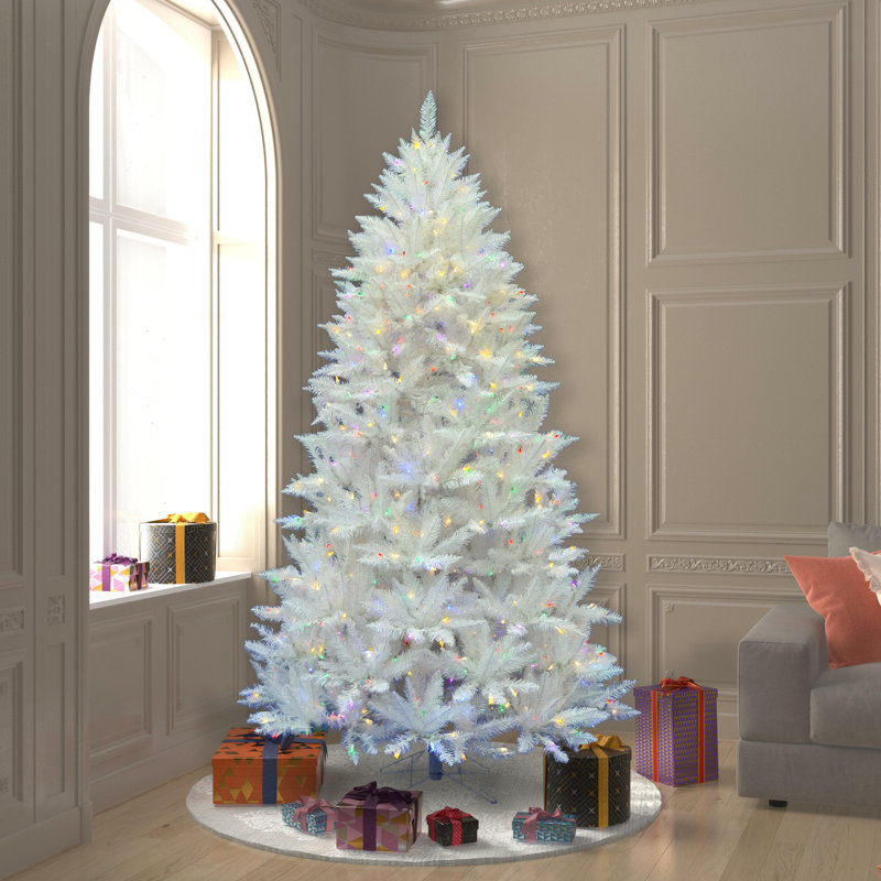 Sparkle White Spruce Artificial Christmas Tree, 7.5' H, Multi-colored LED