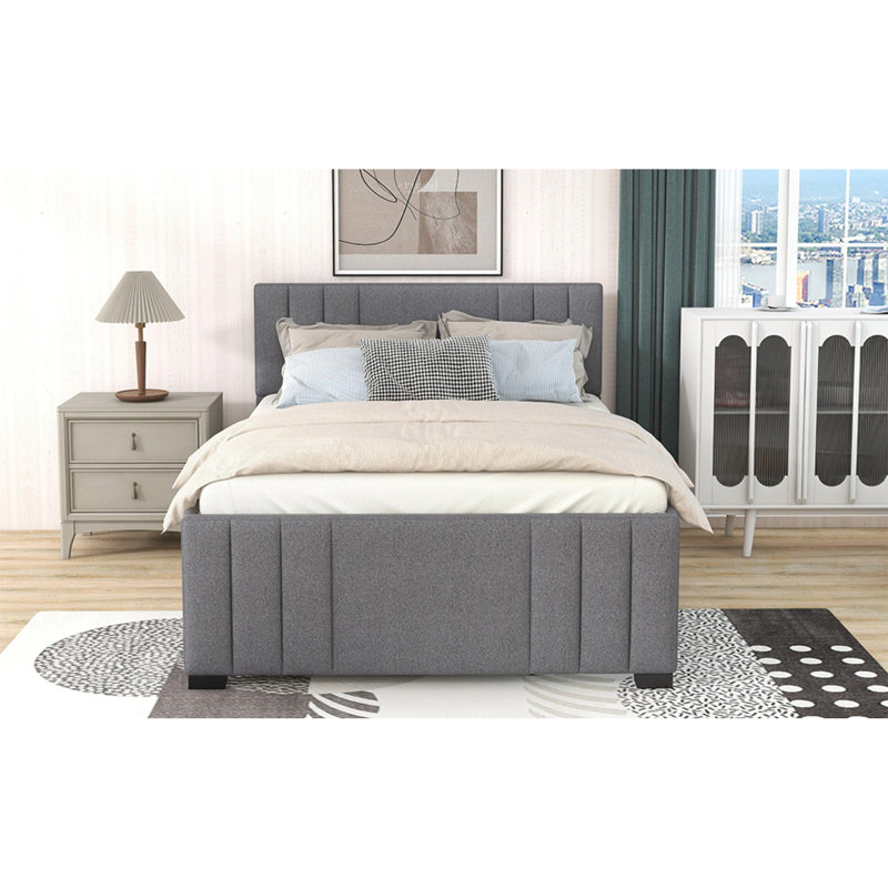 Lit moderne rembourré multifonctionnel au design gris idéal pour les espaces de couchage pour deux enfants