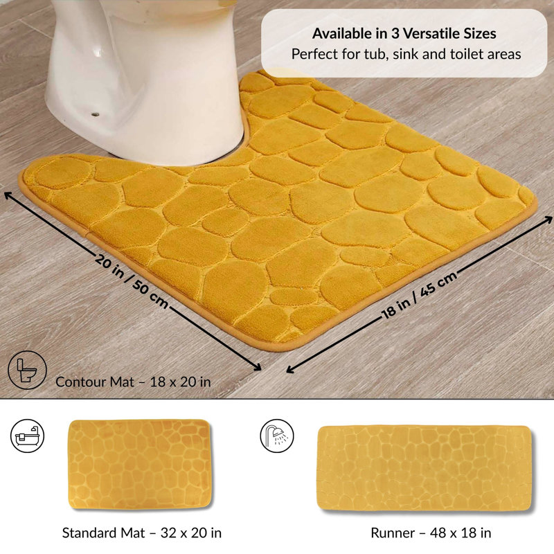 Mousse à mémoire de forme en microfibre Pebbles 3D 20 pi x 20 po, Jaune et moutarde