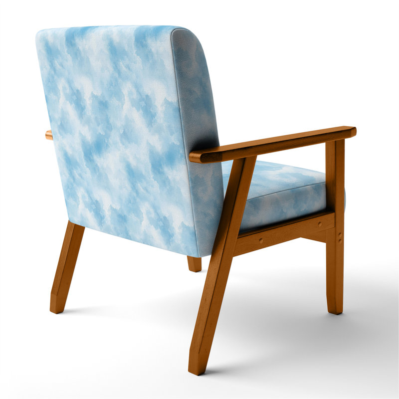 Chaise d'appoint Coastal - Fauteuil bleu brouillard bleu, Accoudoirs carrés bruns