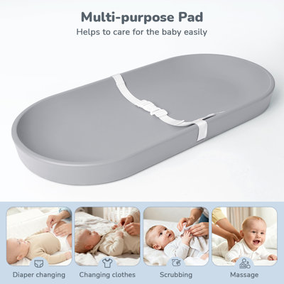 Baby Changing Pad,  Portable Changing Station For Diaper Change And Dresser, With Safety Restraint Belt, Waterproof Lightweight