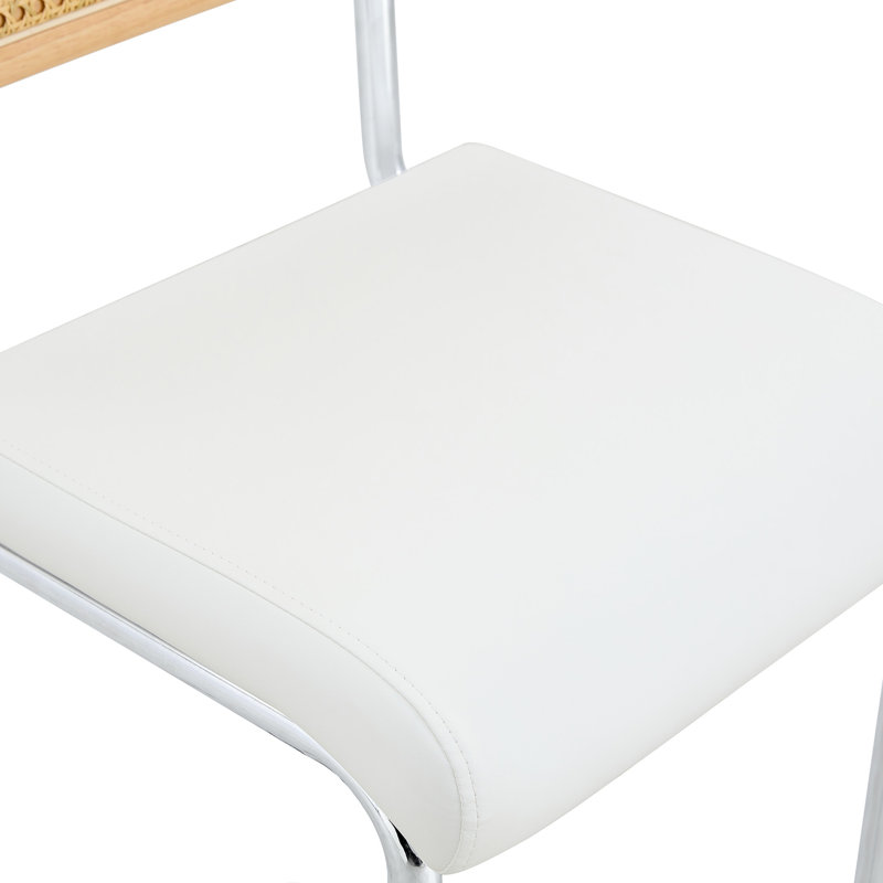 Tabouret de comptoir rembourré Vesta, Cuir PU, Blanc