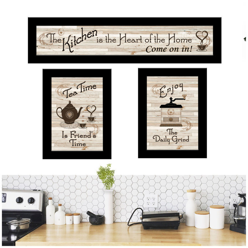 "Kitchen Friendship Collection III" 3-Piece Vignette By Millwork Engineering, Black Frame