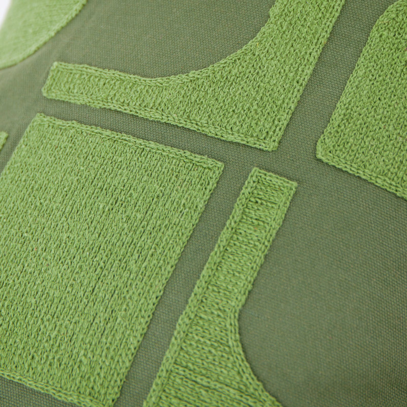 Hallam Geometric Rectangular Throw Cushion, Green