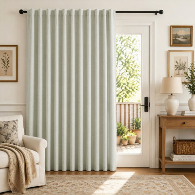 Panneau de rideau occultant en faux lin, rideaux isolants et obscurcissants pour chambre à coucher et salon, beige clair l 70 po x L 108 po