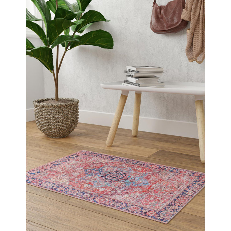 Tapis oriental rouille / bleu Haigh, Rectangle 2 pi x 3 pi 1 po