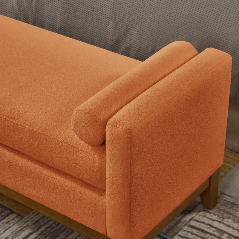 Grand repose-pieds rembourré en tissu Boucle avec coussins, banc de fenêtre rembourré confortable pour le salon, banc de hall d'entrée