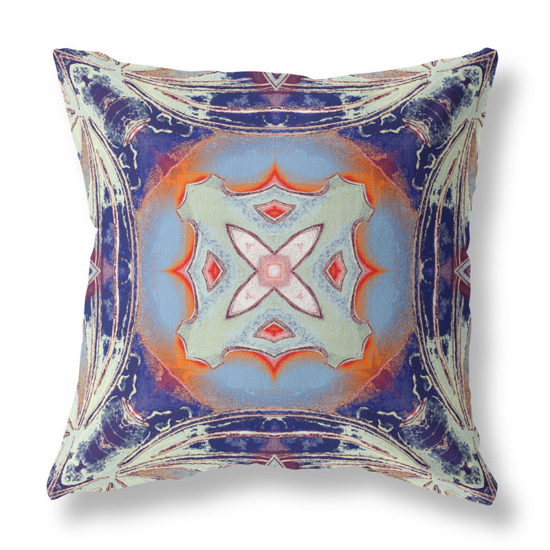 Coussin 18 po x 18 po, Crème / gris / indigo / bleu clair / orange