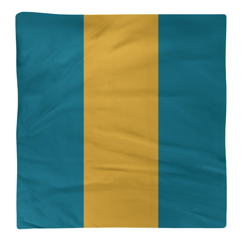 Cotton Striped Square Napkin, Aqua/Gold