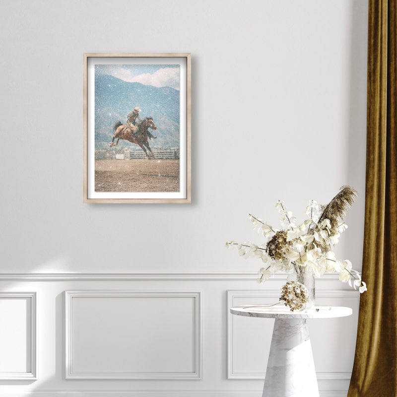 Bronc Rider Print by Oliver Gal, 31.5" H x 21.5" W, Natural Oak Shadowbox