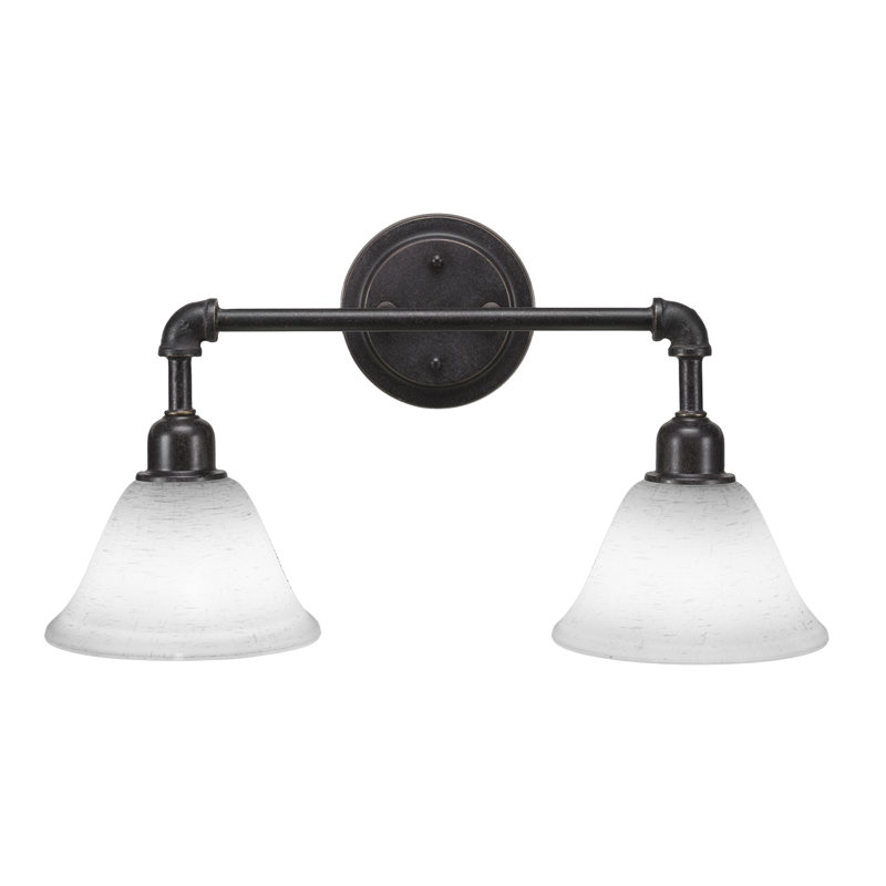 Éclairage pour meuble-lavabo 2 lumières rétro Rutha, Granite noir, Mousseline blanche