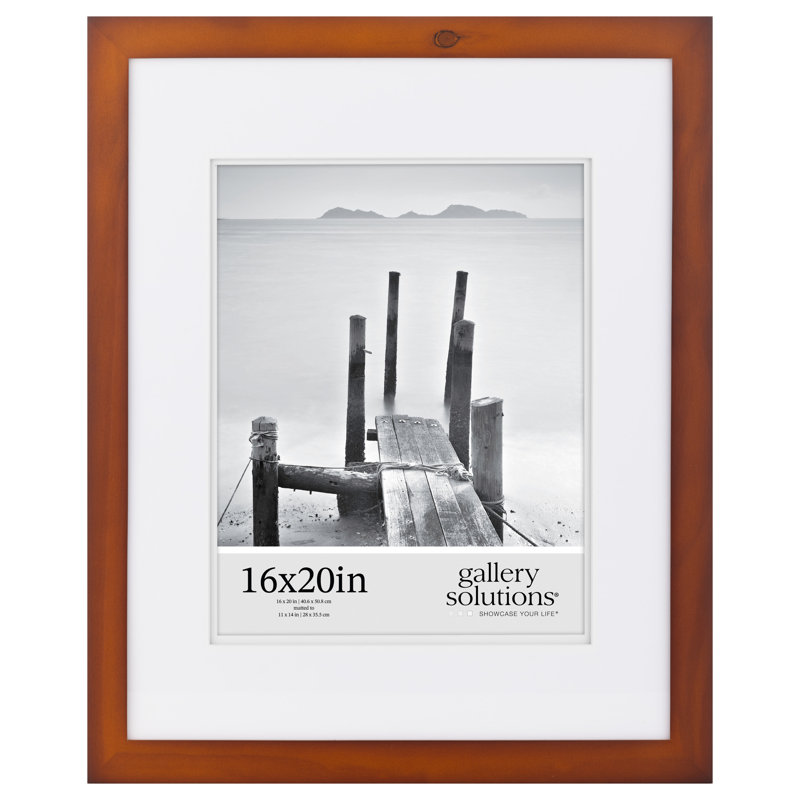 Classic 16x20 Walnut Wood Picture Frame with Double White Mat
