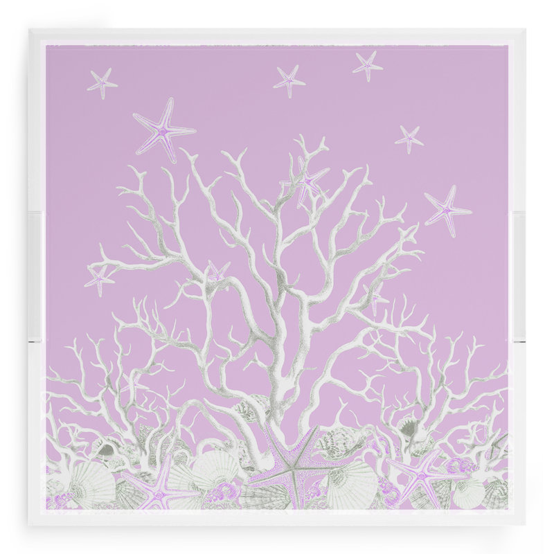 Plateau décoratif carré en acrylique Coral Reef, Lilas, L 18 po x P 18 po x H 2 po