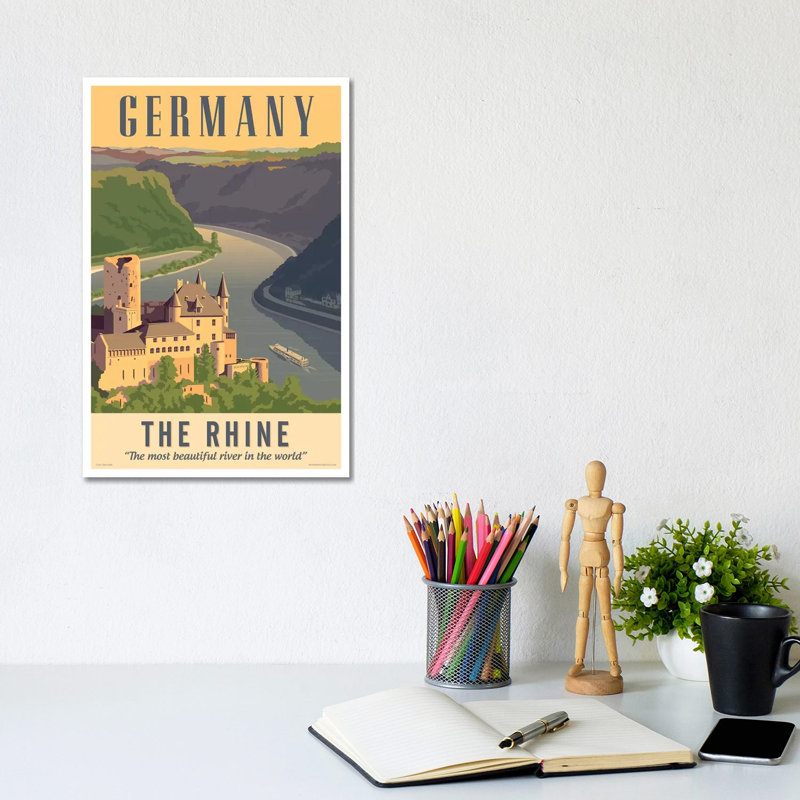 Germany Travel Poster by Jim Zahniser - Graphic Art, No Mat, Wrapped Canvas, 12" H x 8" W x 0.75" D