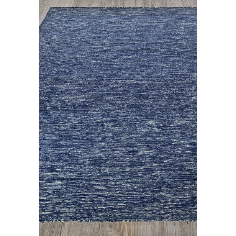 Chelsea Handmade Flatweave Wood Area Rug in Navy, Navy, Rectangle 3' x 5'