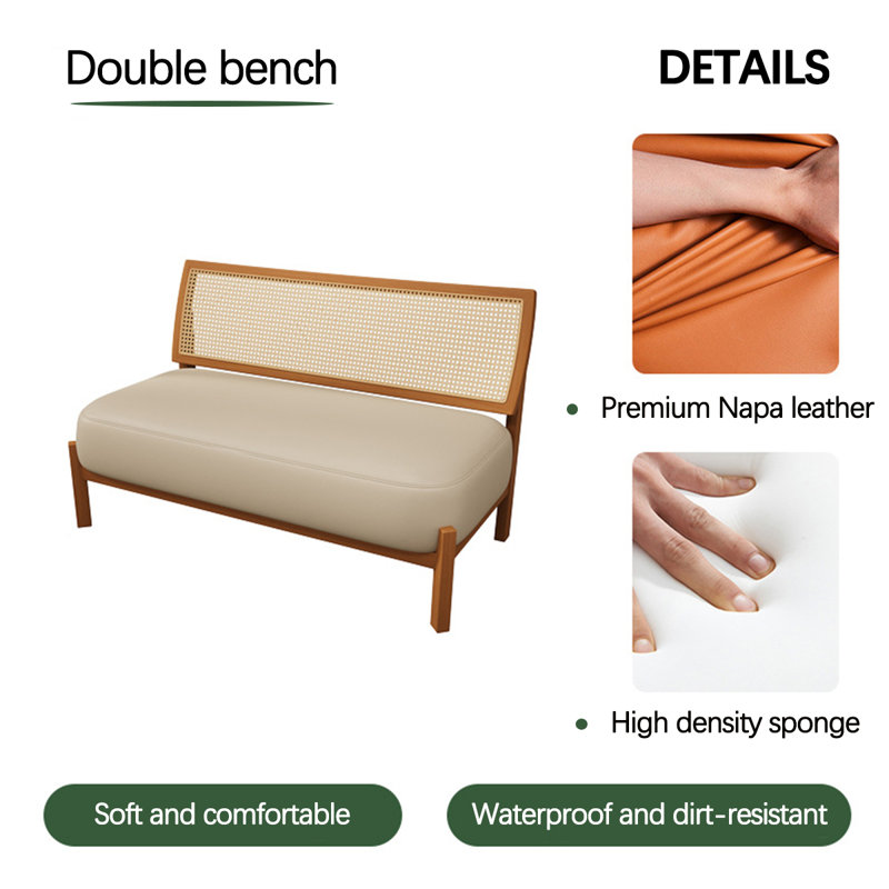 Banc rembourré en similicuir, Beige