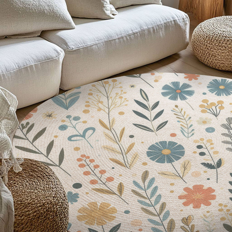 Tapis tressé Sunshine Bloom Fest, Rond 5 pi