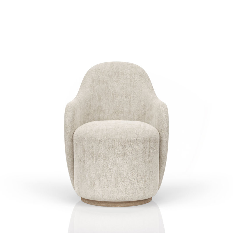 Fauteuil demi-tonneau pivotant cacao et ivoire