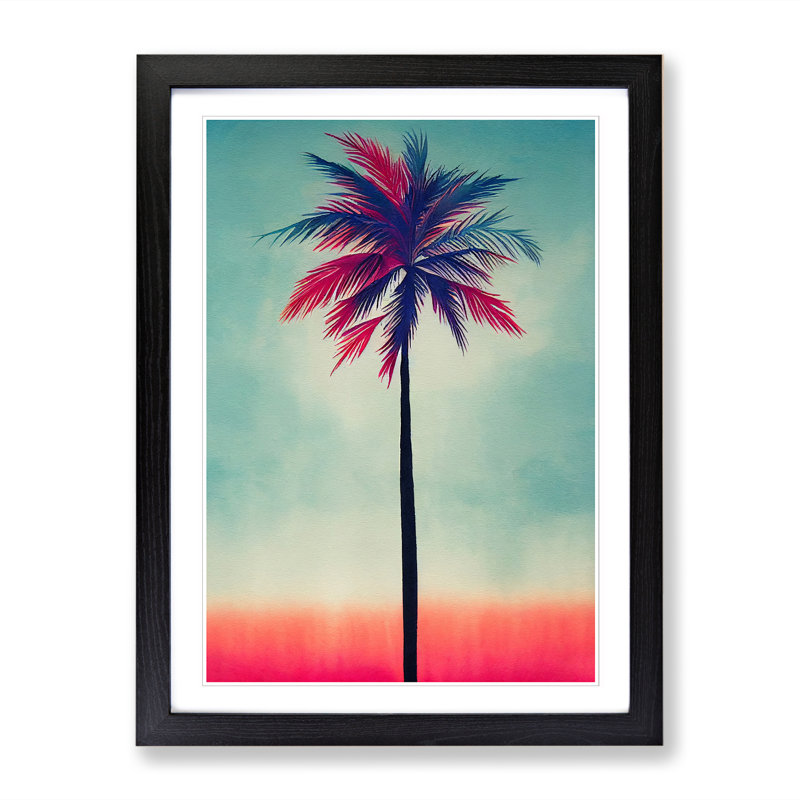 Watercolour Palm Tree Vol.5 1 Piece Single Picture Frame Wall Art, 34cm H x 25cm W x 2cm D, Black