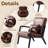 23.4" W Mid-Century Modern Upholstered Faux Leather Accent Armchair with Pillow, Solid Wood Frame-589836802
