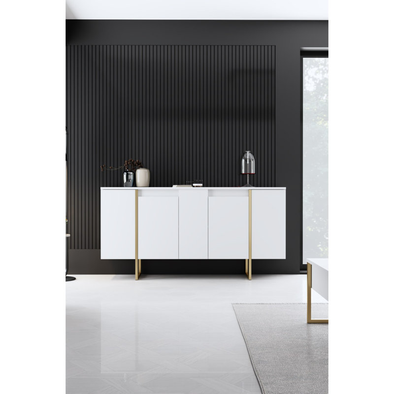Aanayah 160cm Sideboard, White/Gold
