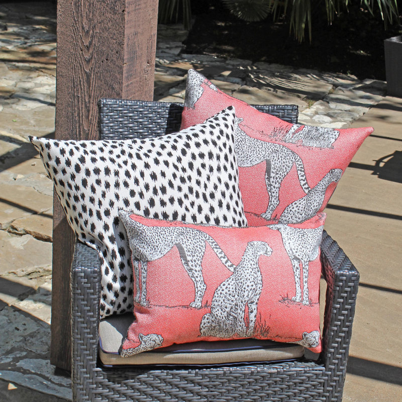 Pebble Beach Animal Print Square Indoor / Outdoor Pillow Cover & Insert, Classic