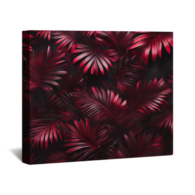 Red Palm Leaves Canvas Gallery Wrap in Many Sizes