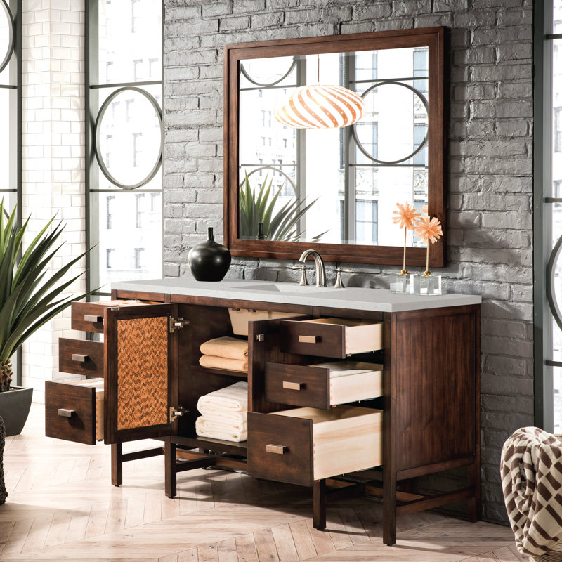 Addison 60'' W Single Vanity, Charcoal Soapstone, Glossy White, 8" Widespread