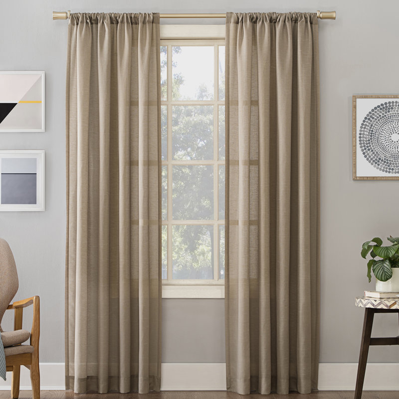 Panneau de rideau semi-diaphane avec passe-tringle en lin - Basics by Wayfair ™, l 54 po x L 84 po, Taupe
