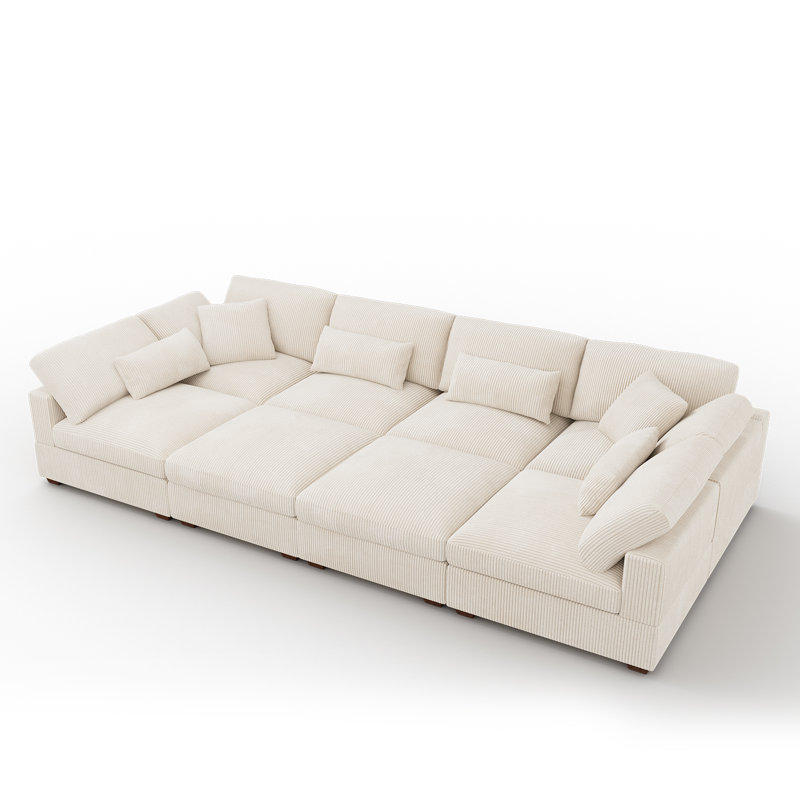 Canapé modulaire avec rangement Bouley, Beige Corduroy