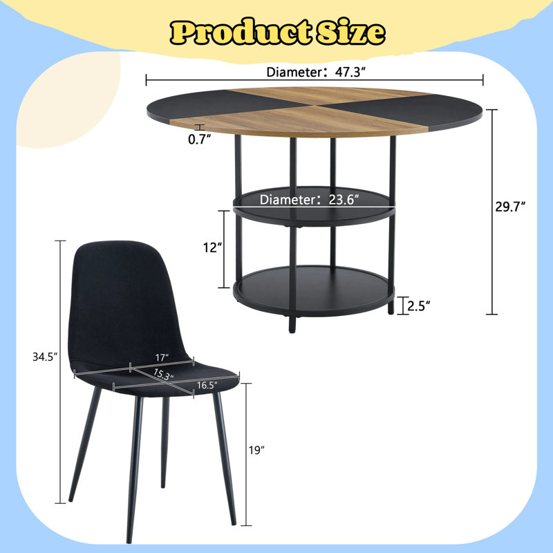 Ensemble de table de salle à manger 47,3 "et 4 chaises