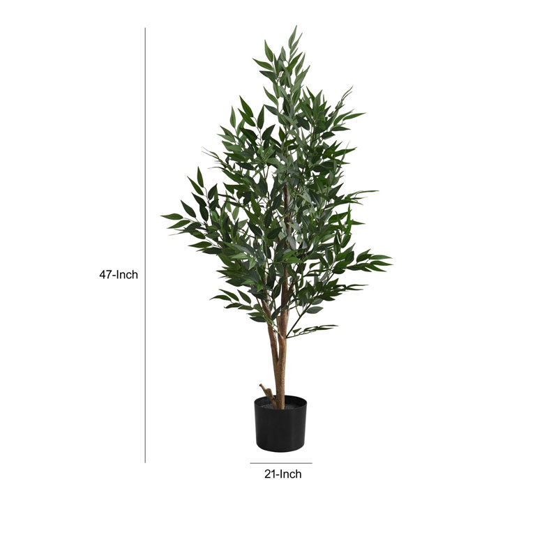 Acacia 47 pouces, plante artificielle 660 feuilles en soie avec pot noir