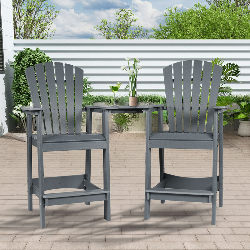 Chaise haute Adirondack avec table Cezalinda, Gris