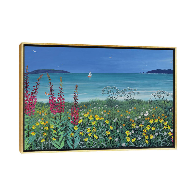 «Ocean Solace» par Jo Grundy - reproduction d'art encadrée, Pas de tapis, H 40 po x l 60 po x 1,5 po, Toile encadrée d'or