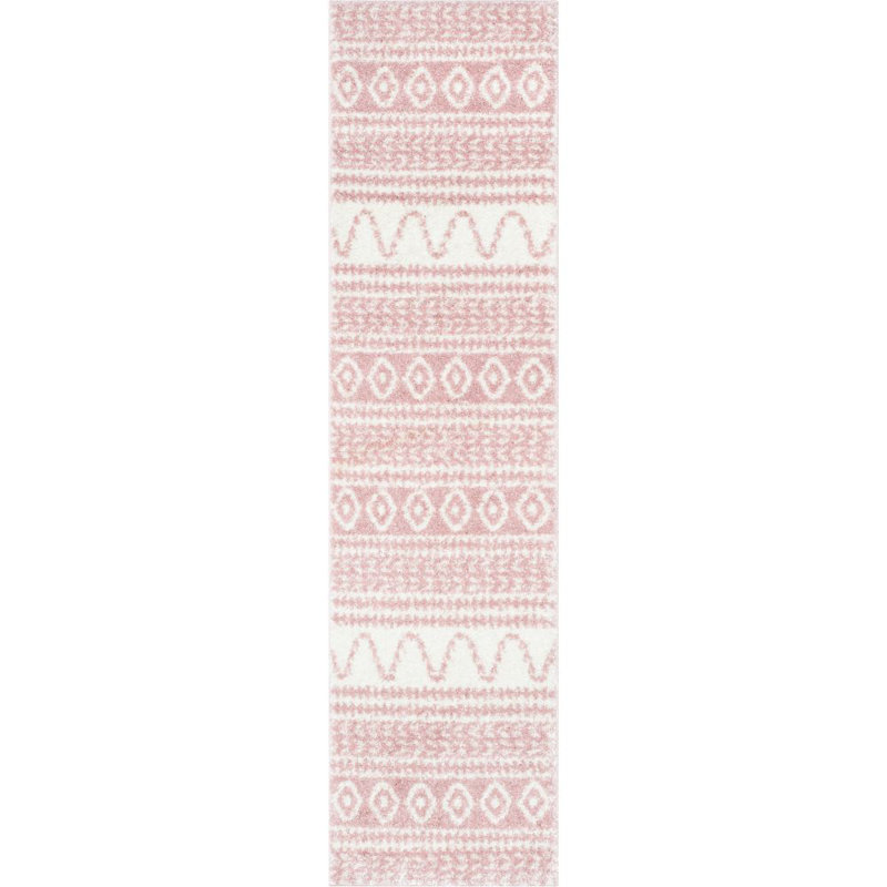 Tapis rose en polypropylène tissé à la machine Marandia, Tapis de couloir 2 pi 7 po x 9 pi 10 po