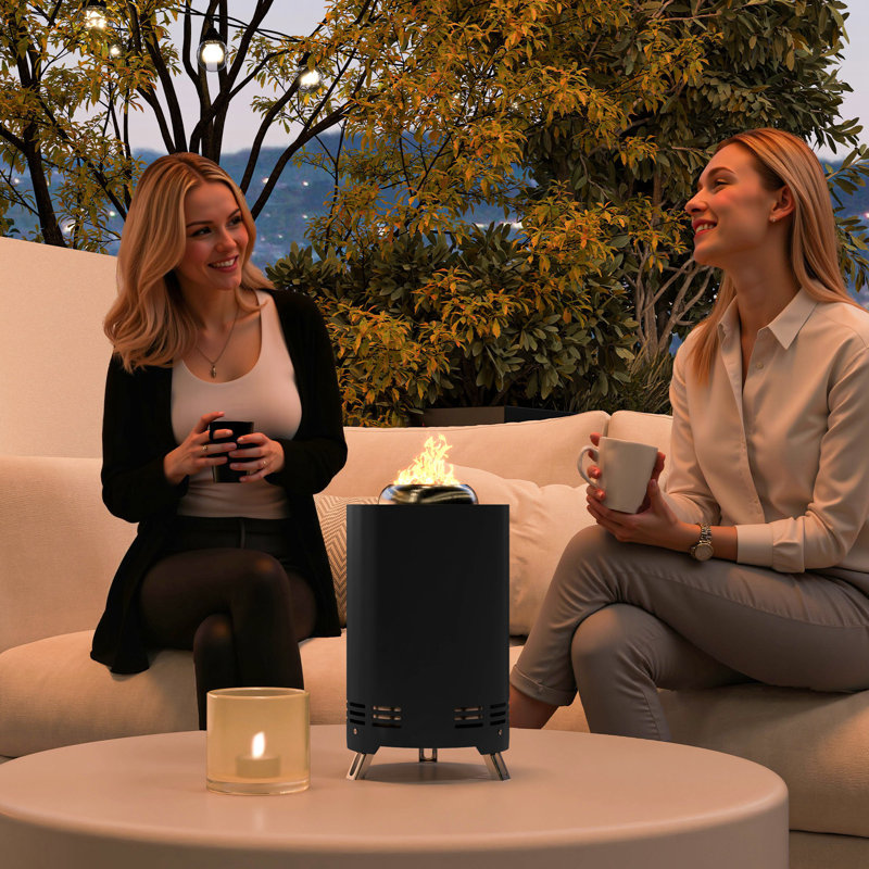 Cylinder Charcoal Smokeless Fire Pit, Black