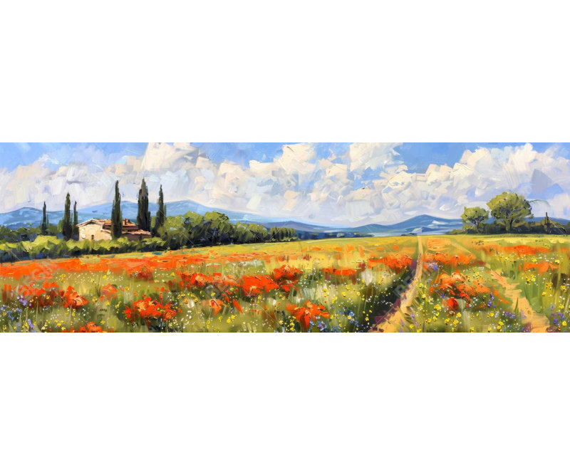 Field line Orange Canvas - Stylish Home Decor Accent