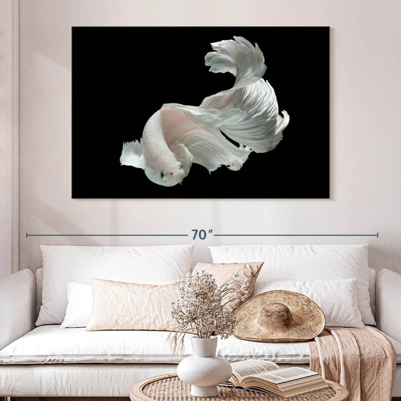 Brampt White Betta Fish, 20" H x 30" W