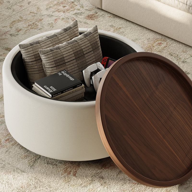 Table basse ronde avec rangement Verve, Beige