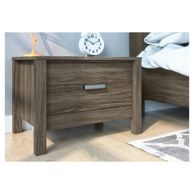 Table de chevet 1 tiroir Aevin, Noyer gris