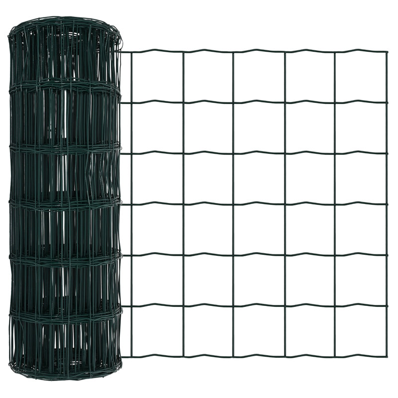 Galvanised Steel Border Fencing, Green, 40 x 1000 x 0.2 cm