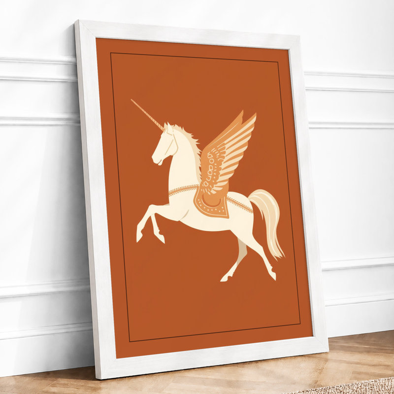 Pegasus in Gold Art Deco - Framed Print, A4 - 29.7 x 21.0 cm, White